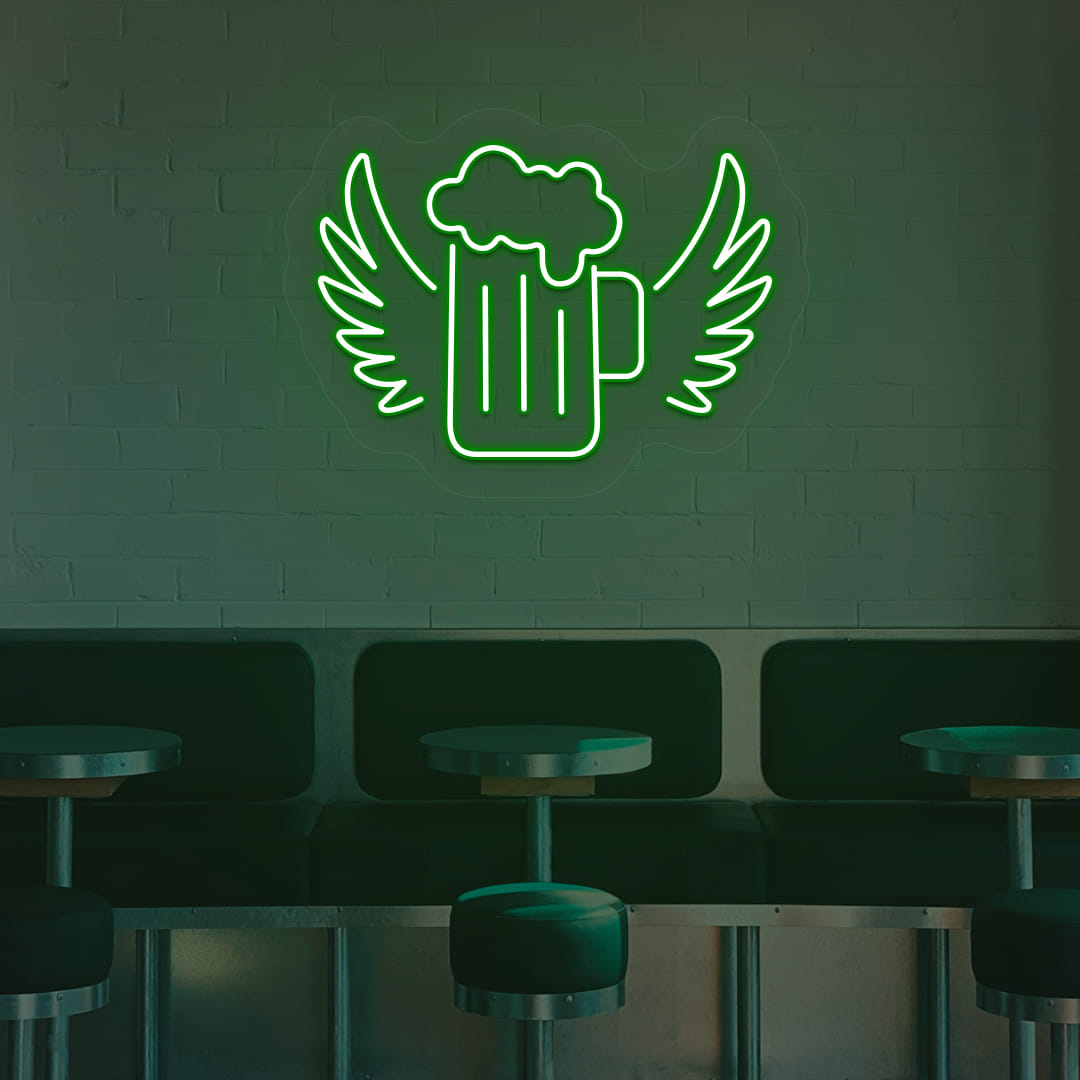 Beer Mug with Wings Neon Sign - Image 2