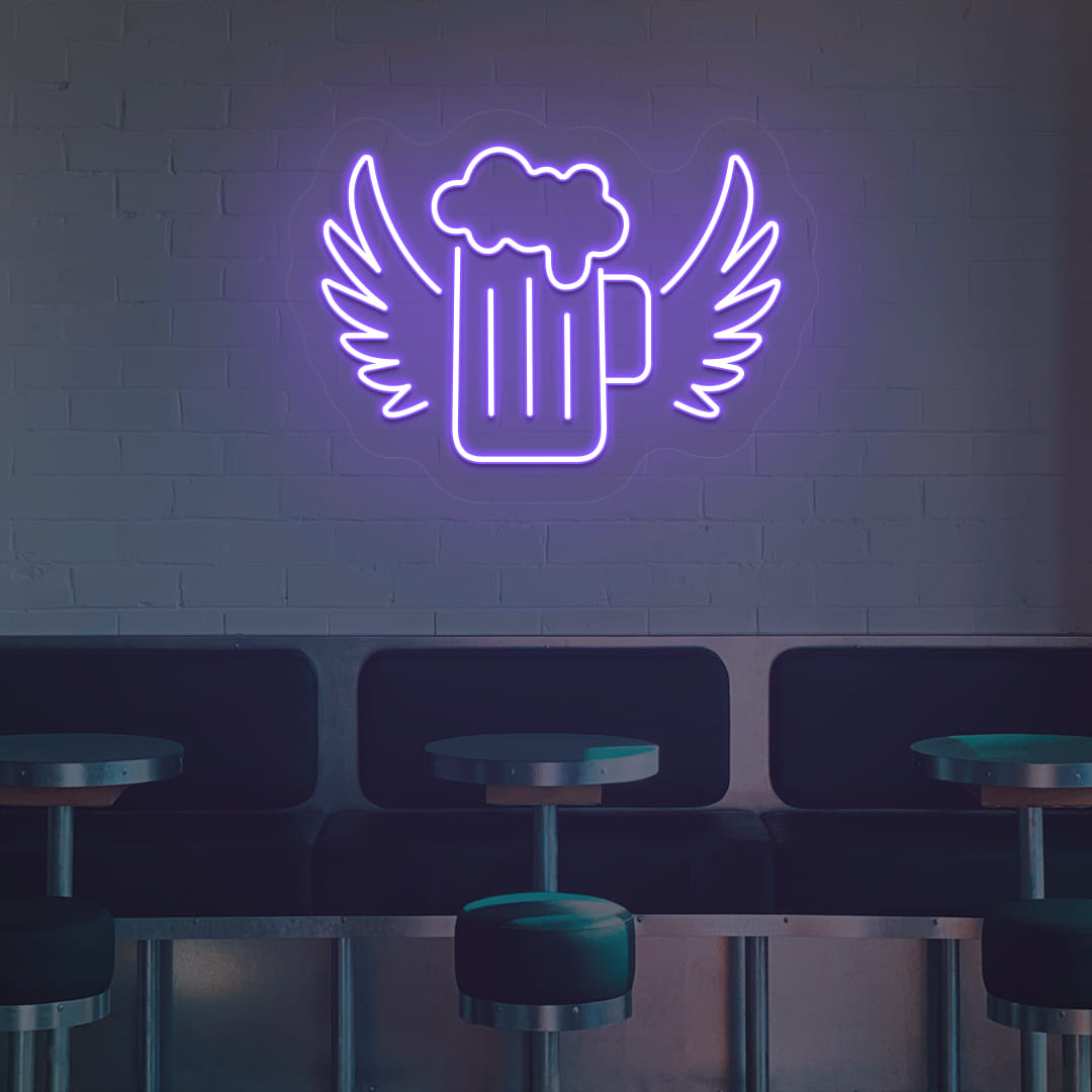 Beer Mug with Wings Neon Sign - Image 3