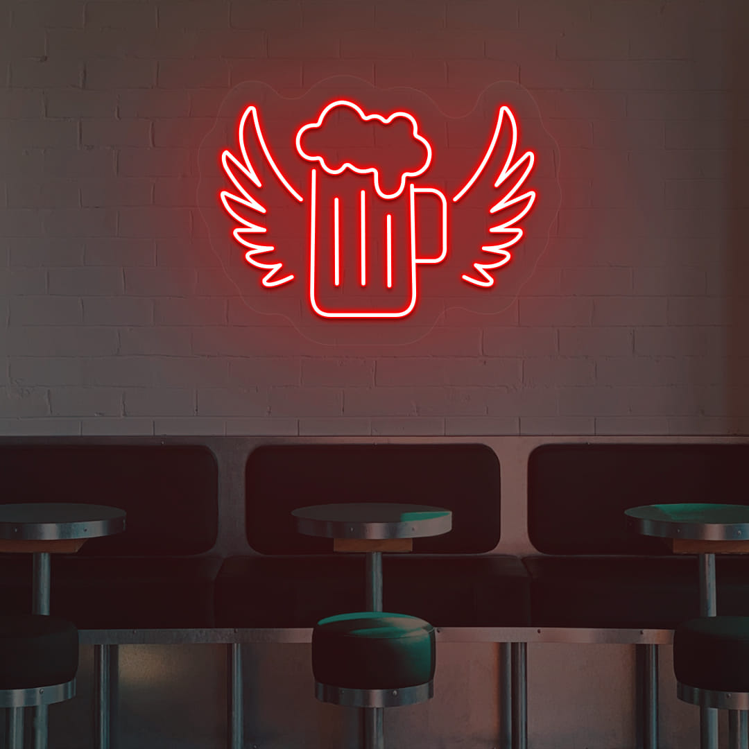 Beer Mug with Wings Neon Sign