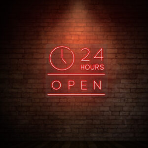 24 Hours Open Neon Sign