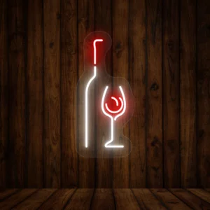 Wine Bottle and Glass Neon Sign
