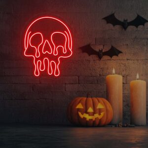 dripping skull neon sign