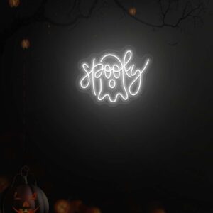 Spooky Ghost Neon Sign white