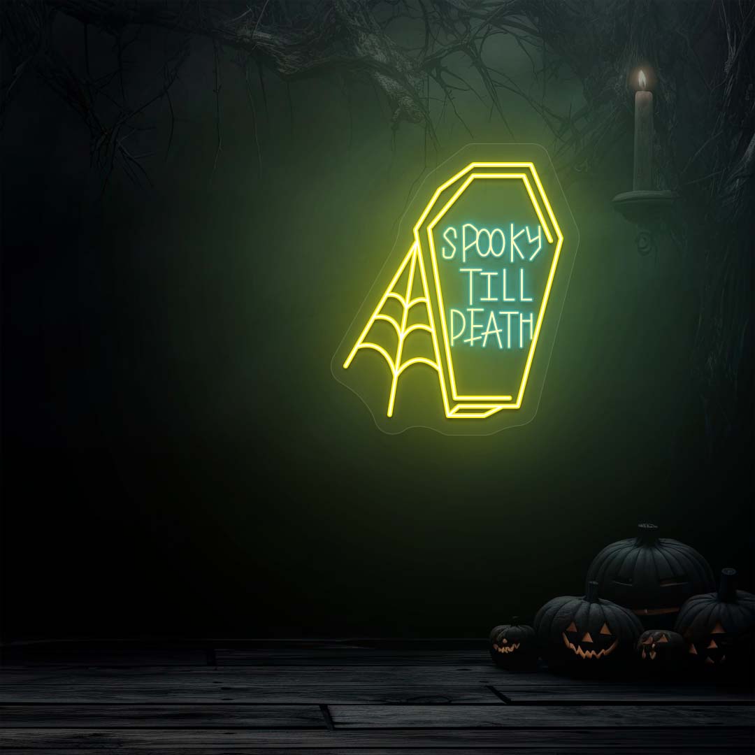 Spooky Till Death in Coffine With Web-iceblue yellow