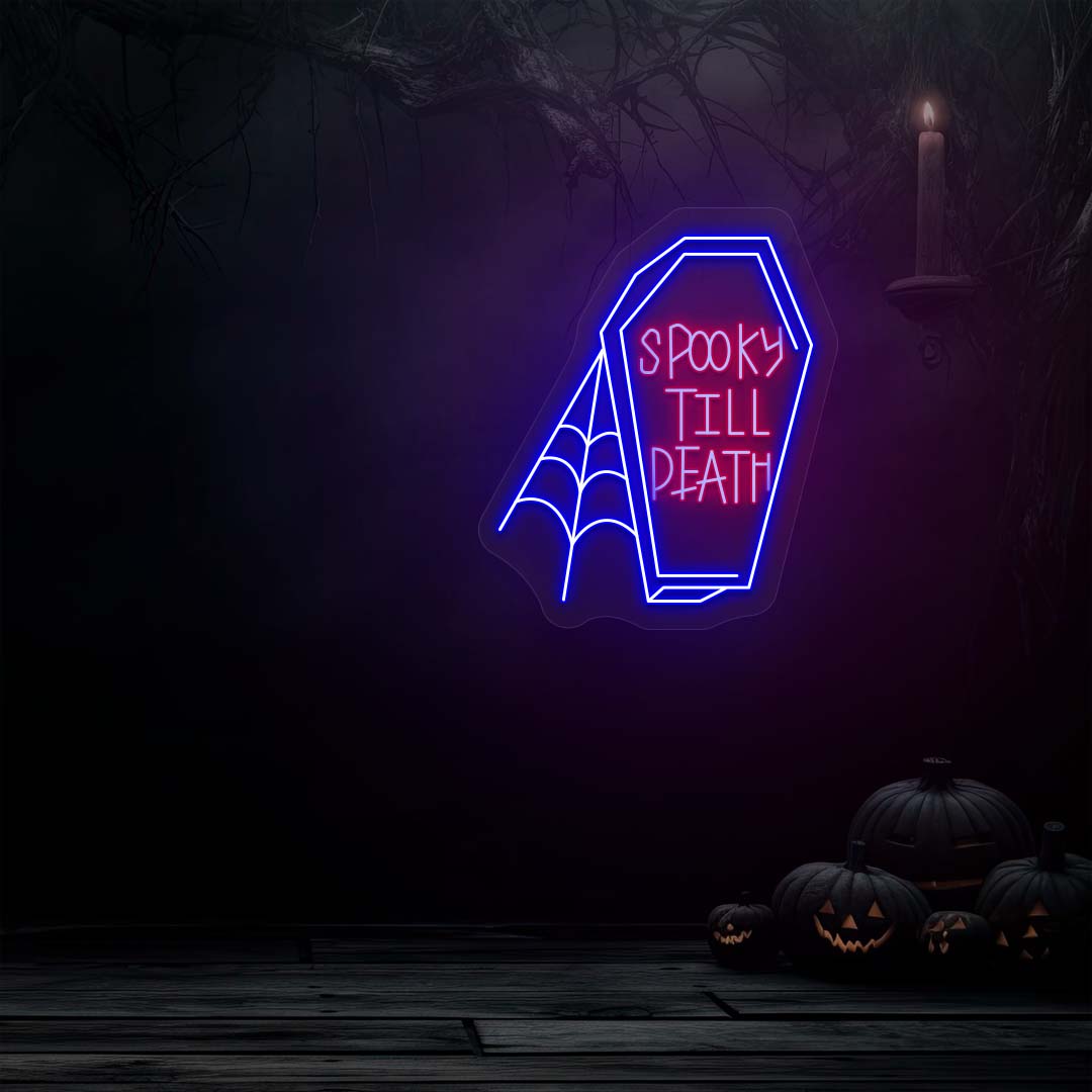 Spooky Till Death in Coffine With Web-red blue