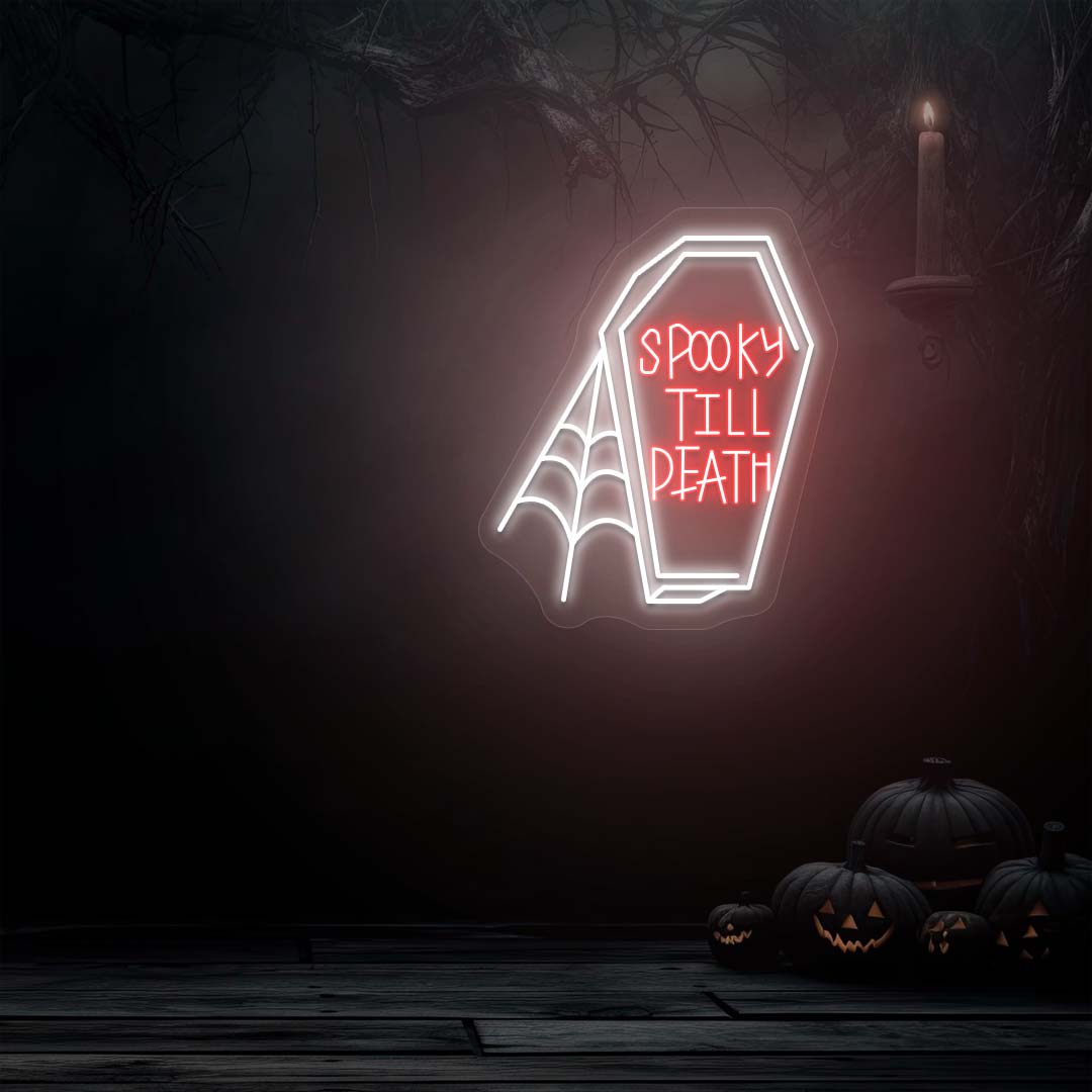 Spooky Till Death in Coffine With Web-red white